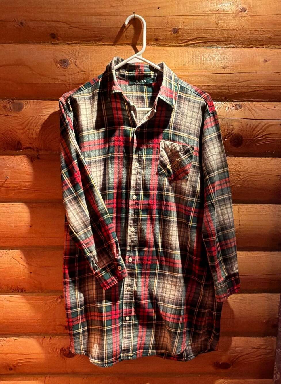 Lauren Ralph Lauren Women's Red Green Plaid Flannel Button-Down Shirt